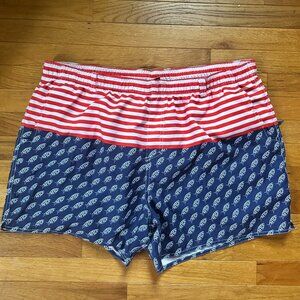 AFTCO Red, White, and Blue Captain Fishing Swim Trunks